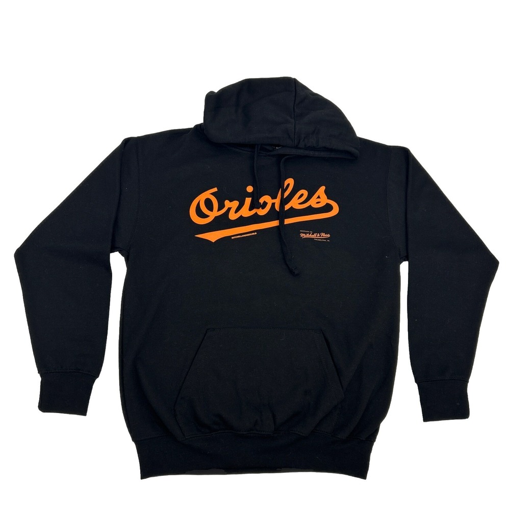 Baltimore Orioles Hoodie Men's Medium Black Mitchell & Ness Sweatshirt MLB‎ NEW